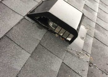 Roof Vent Chewed by Raccoon Critter Control Triangle